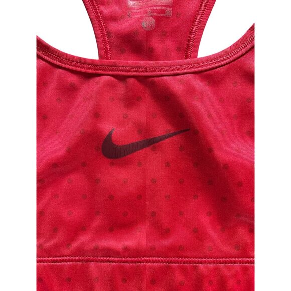 Nike Sports Bra Pro Dri-Fit Racerback Red Polka Dot Design Womens Activewear S - Picture 2 of 4